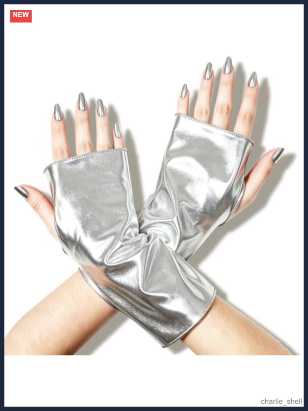 Shiny Metallic Fingerless Gloves Alien Costume Accessories